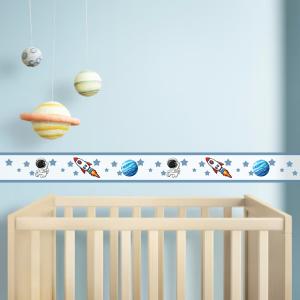 Adesivo Infantil Astronauta Adesivo Vinil 15x100cm 4x0  Refilado nas laterais 