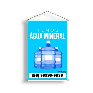 Banner - Água Mineral Lona 280g  4x0  Madeira e Cordinha 