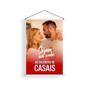 Banner - Casais - Dia dos Namorados Lona 280g  4x0  Madeira e Cordinha 