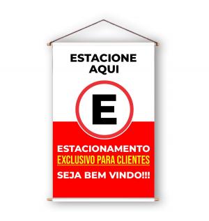 Banner - Estacione Aqui Lona 280g  4x0  Madeira e Cordinha 