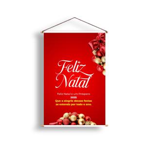Banner - Feliz Natal Lona 280g  4x0  Madeira e Cordinha 