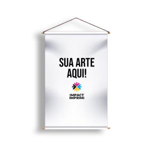 Banner Com bastão e Cordinha Lona 90x120cm Impressão Digital Solvente 4 cores Brilho Bastão, Ponteira e Cordão 