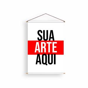 Banner Madeira e Cordinha Lona 140X150cm Impressão Digital Solvente 4 cores  Bastão, Ponteira e Cordão 