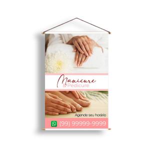 Banner - Manicure e Pedicure Lona 280g  4x0  Madeira e Cordinha 
