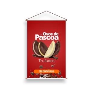 Banner Páscoa - Arte Pronta Lona 280g  4x0  Madeira e Cordinha 