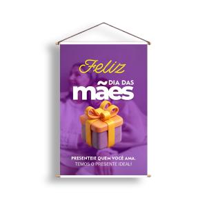 Banner Pronto Feliz Dia Das Mães Lona 280g  4x0  Madeira e Cordinha 