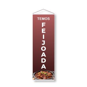 Banner - Temos Feijoada Lona 280g 30x100cm 4x0  Madeira e Cordinha 