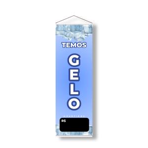 Banner - Temos Gelo Lona 280g 30x100cm 4x0  Madeira e Cordinha 