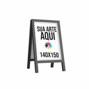Cavalete Calçada | Placa Propaganda Lona 140x150cm 4x0  Madeira e Lona 