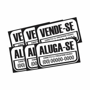 Kit 6 Placas | Vende-se Aluga-se Casa Comércio Terreno Imóvel PSI 50x30cm 4x0  Refilado nas laterais 