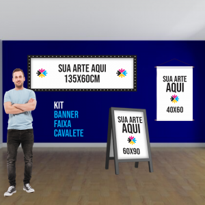 Kit - Banner - Cavalete - Faixa Lona  4x0 CMYK Impressão Solvente Com Acabamento 