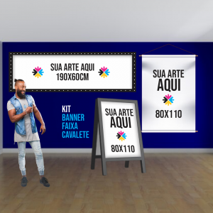 Kit - Banner - Cavalete - Faixa 3 Lona  4x0 CMYK Impressão Solvente Com Acabamento 