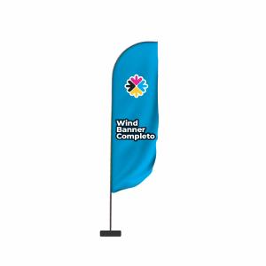 WIND BANNER Estrutura Alumínio - M 235x65cm - M  Tecido Tactel Com Base Tecido 2.00m. Confira o gabarito antes de enviar sua arte.