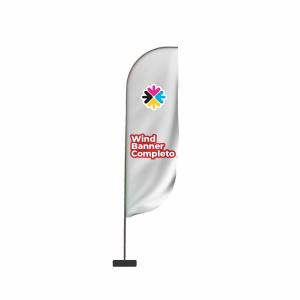 WIND BANNER Estrutura Alumínio - P 190X65CM - P  Tecido Tactel Com Base Tecido 1.55m. Confira o gabarito antes de enviar sua arte